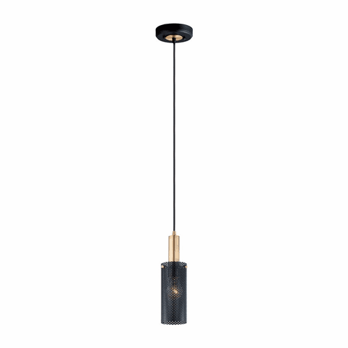Maxim Perf 1-Light Mini Pendant - Black / Satin Brass - 10081BKSBR