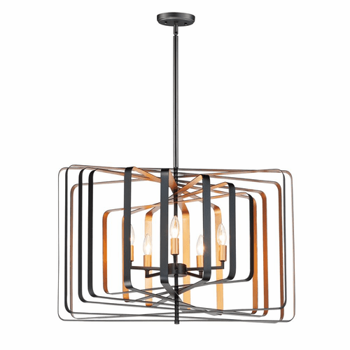 Maxim Radial 5-LT Pendant - Black / Gold - 28677BKGLD