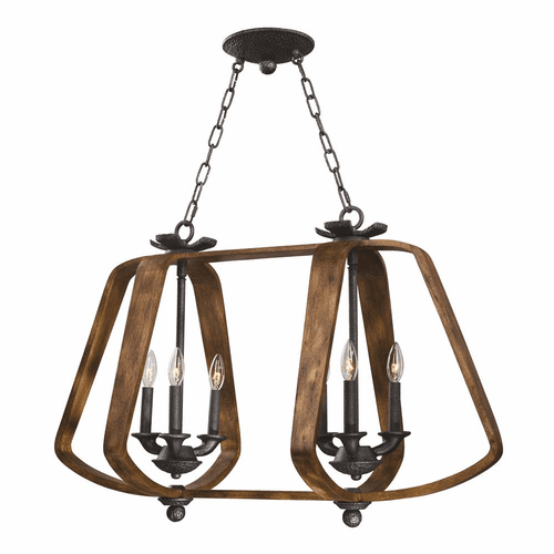 Maxim Road House 6-LT Linear Chandelier - Barn Wood / Iron Ore - 20927BWIO