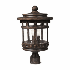 Maxim Santa Barbara Cast 3-LT Outdoor Pole/Post Lantern - Sienna - 3136CDSE