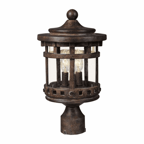 Maxim Santa Barbara Cast 3-LT Outdoor Pole/Post Lantern - Sienna - 3137CDSE