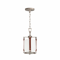 Maxim Sausalito 1-Light Small Pendant - Weathered Zinc/Brown Suede - 16132FTWZBSD