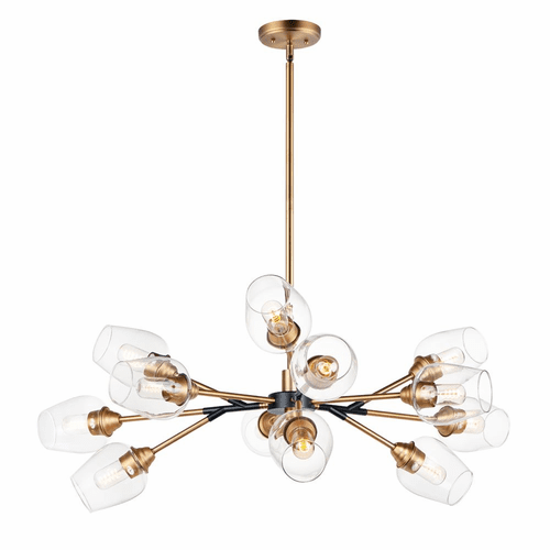 Maxim Savvy 12-LT Chandelier - Antique Brass / Black - 26347CLABBK