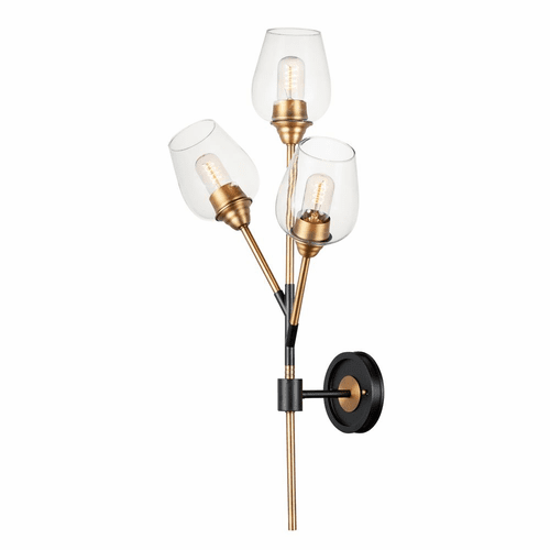 Maxim Savvy 3-LT Wall Sconce - Antique Brass / Black - 26341CLABBK