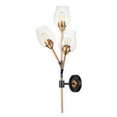 Maxim Savvy 3-LT Wall Sconce - Antique Brass / Black - 26341CLABBK