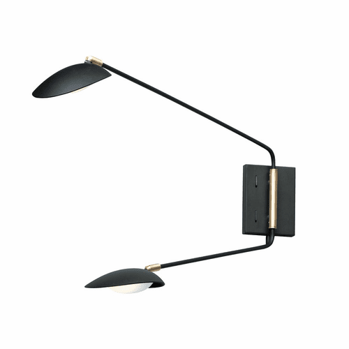 Maxim Scan LED 2-LT Pin-Up Wall Sconce - Black / Satin Brass - 21692BKSBR