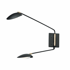 Maxim Scan LED 2-LT Pin-Up Wall Sconce - Black / Satin Brass - 21692BKSBR