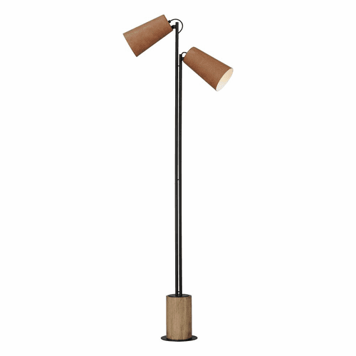 Maxim Scout 2-Light Floor Lamp - Weathered Wood / Tan Leather - 10099WWDTN