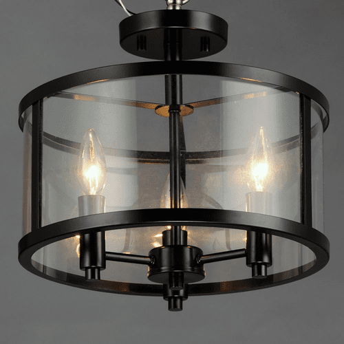 Maxim Sentinel 3-Light Semi Flush - Black - 25250CLBK