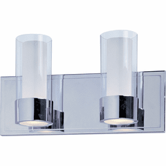 Maxim Silo 2-LT Bath Vanity Light w/ LED Bulbs - Polished Chrome - 23072CLFTPC/BUL Maxim Silo 2-LT Bath Vanity Light w/ LED Bulbs - Polished Chrome - 23072CLFTPC/BUL