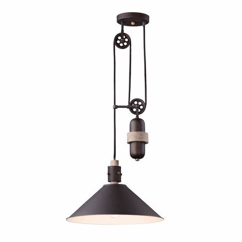 Maxim Tucson 1-LT Pendant - Oil Rubbed Bronze / Weathered Wood - 10090OIWWD