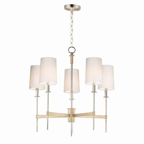 Maxim Uptown 5-LT Chandelier - Satin Brass / Polished Nickel - 32395OFSBRPN