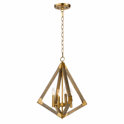 Maxim Vector 4-LT Pendant - Weathered Oak / Antique Brass - 12252WOAB
