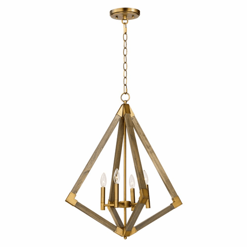 Maxim Vector 4-LT Pendant - Weathered Oak / Antique Brass - 12254WOAB