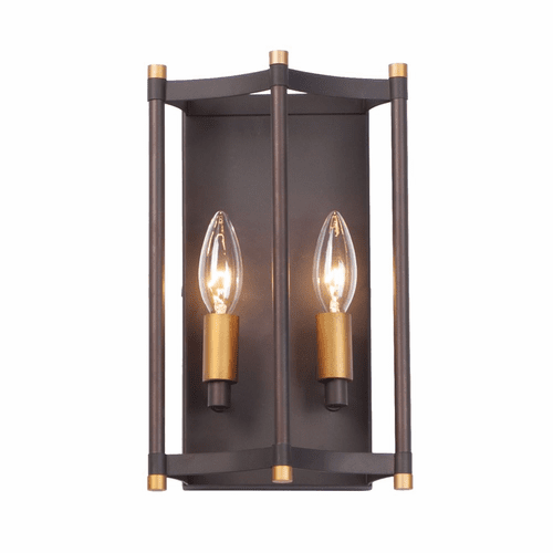 Maxim Wellington 2-LT Wall Sconce - Oil Rubbed Bronze / Antique Brass - 13599OIAB