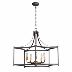 Maxim Wellington 5-LT Pendant - Oil Rubbed Bronze / Antique Brass - 13595OIAB