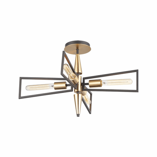 Maxim Wings 4-Light Flush Mount - Black / Satin Brass - 11650BKSBR