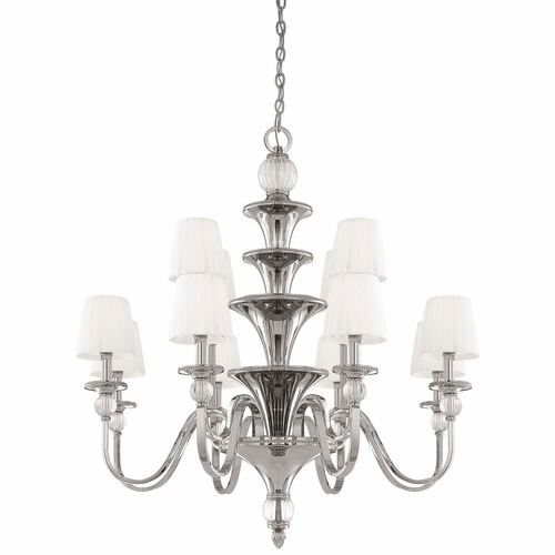 Metropolitan Aise 12 Light- 2 Tier Chandelier - Polished Nickel - N6611-613