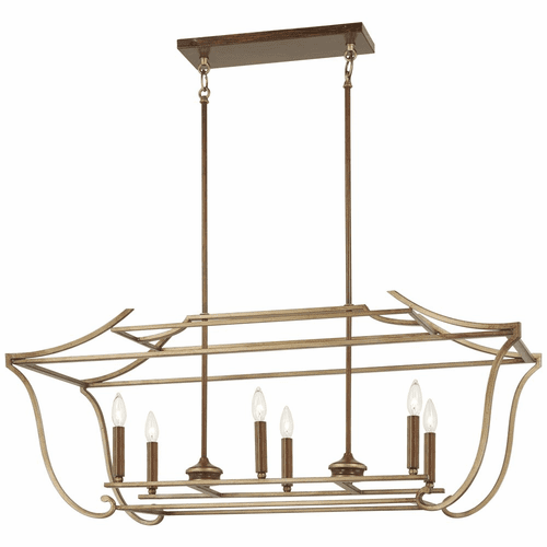Metropolitan Magnolia Manor 6-LT Island Light - Pale Gold w/Bronze - N6556-690