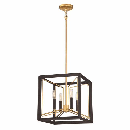 Metropolitan Sable Point 4-LT Pendant - Sand Black With Honey Gold Acc - N7854-707