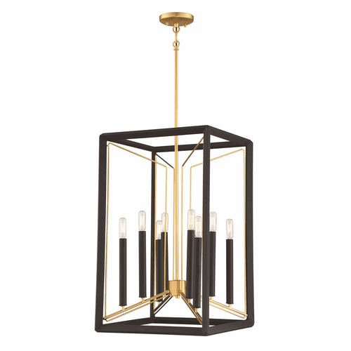 Metropolitan Sable Point 8-LT Pendant - Sand Black With Honey Gold Acc - N7858-707