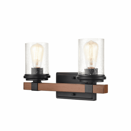 Millennium Taos 2-LT Bath Vanity Light - Matte Black/Wood Grain - 3802-MB/WG