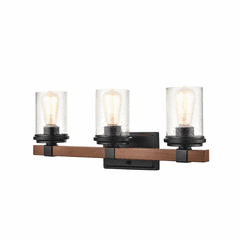 Millennium Taos 3-LT Bath Vanity Light - Matte Black/Wood Grain - 3803-MB/WG