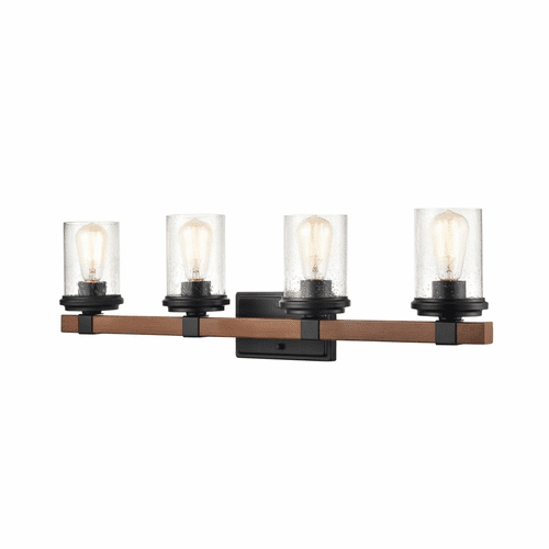 Millennium Taos 4-LT Bath Vanity Light - Matte Black/Wood Grain - 3804-MB/WG