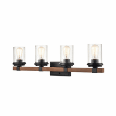 Millennium Taos 4-LT Bath Vanity Light - Matte Black/Wood Grain - 3804-MB/WG
