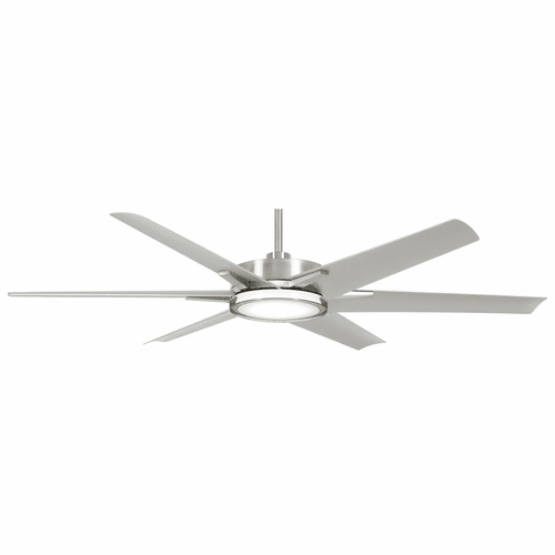 Minka Aire Deco - 65" Ceiling Fan With LED Light Kit Outdoor - Brushed Nickel Wet - F866L-BNW