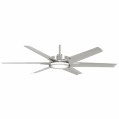 Minka Aire Deco - 65" Ceiling Fan With LED Light Kit Outdoor - Brushed Nickel Wet - F866L-BNW Minka Aire Deco - 65" Ceiling Fan With LED Light Kit Outdoor - Brushed Nickel Wet - F866L-BNW