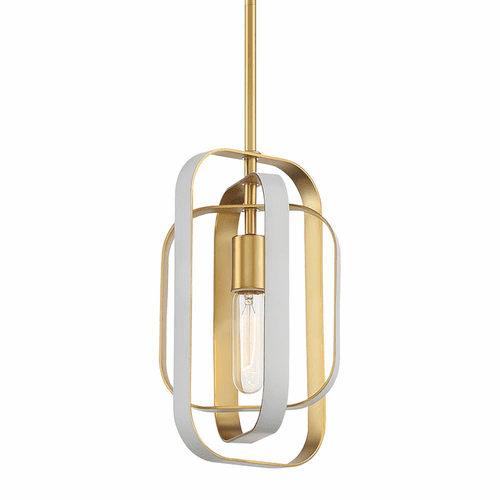 Minka Lavery Aureum 1-LT Pendant - Matte White W/ Honey Gold - 1211-706