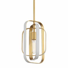 Minka Lavery Aureum 1-LT Pendant - Matte White W/ Honey Gold - 1211-706