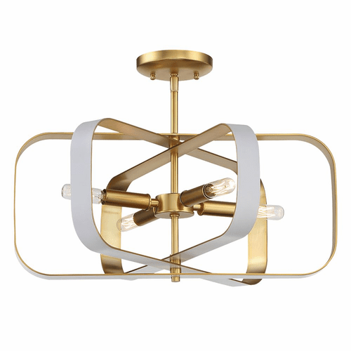 Minka Lavery Aureum 4-LT Semi Flush - Matte White W/ Honey Gold - 1219-706