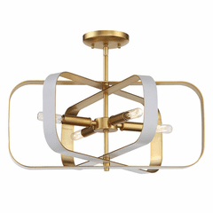 Minka Lavery Aureum 4-LT Semi Flush - Matte White W/ Honey Gold - 1219-706
