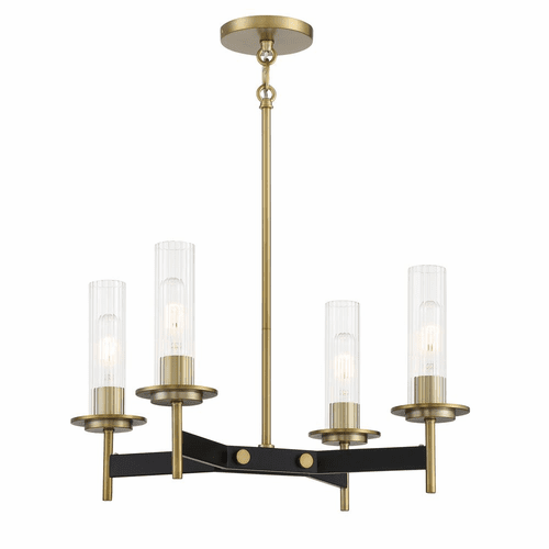 Minka Lavery Baldwin Park 4-LT Chandelier - Coal And Soft Brass - 2544-726