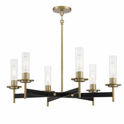 Minka Lavery Baldwin Park 6-LT Chandelier - Coal And Soft Brass - 2546-726