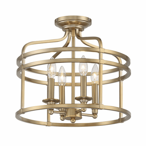 Minka Lavery Covent Park 4-LT Semi Flush - Brushed Honey Gold - 1094-740