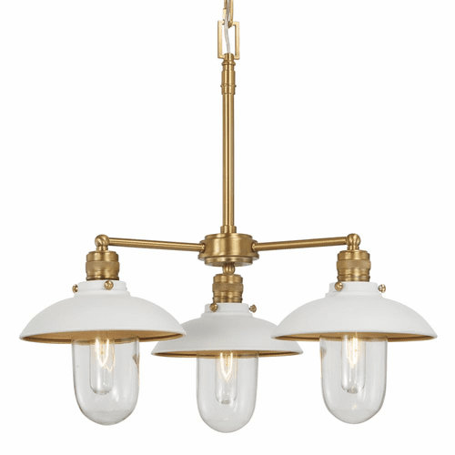 Minka Lavery Downtown Edison 3-LT Chandelier - White & Soft Brass - 5138-799