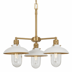 Minka Lavery Downtown Edison 3-LT Chandelier - White & Soft Brass - 5138-799