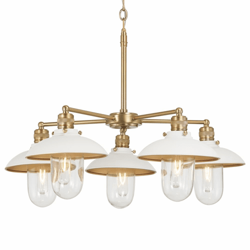 Minka Lavery Downtown Edison 5-LT Chandelier - White & Soft Brass - 5139-799