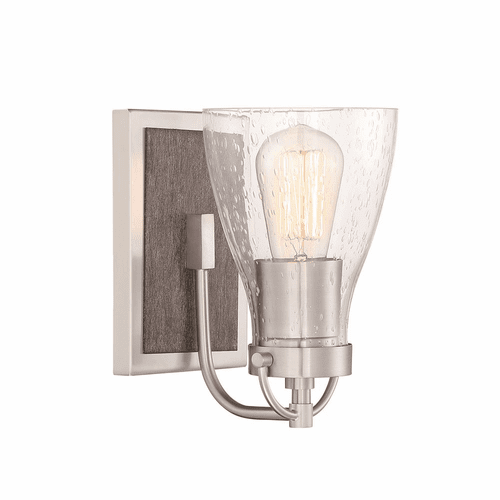 Minka Lavery Garrison 1-LT Bath Light - Brushed Nickel W/Shale Wood - 3341-098