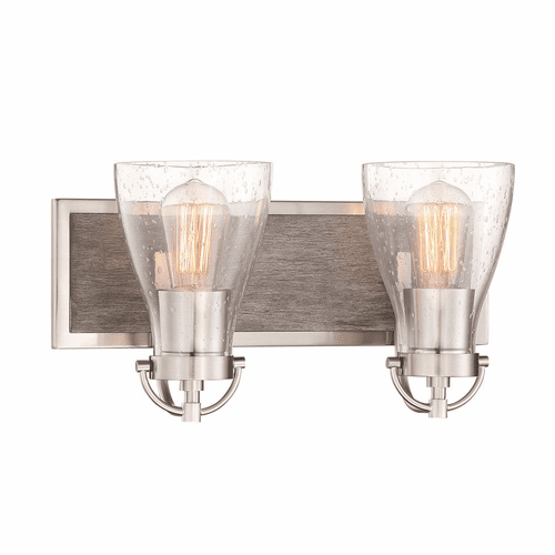 Minka Lavery Garrison 2-LT Bath Light - Brushed Nickel W/Shale Wood - 3342-098