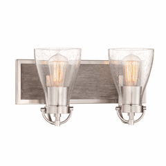 Minka Lavery Garrison 2-LT Bath Light - Brushed Nickel W/Shale Wood - 3342-098 Minka Lavery Garrison 2-LT Bath Light - Brushed Nickel W/Shale Wood - 3342-098
