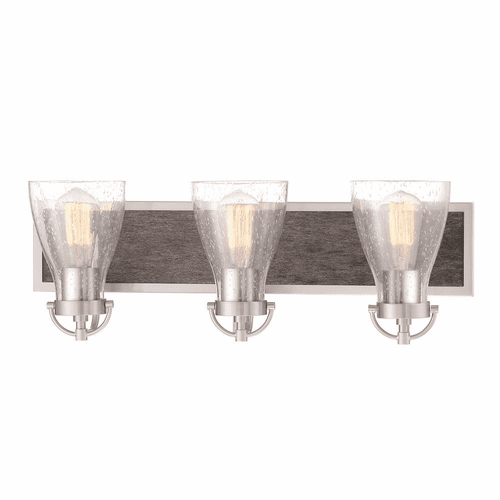 Minka Lavery Garrison 3-LT Bath Light - Brushed Nickel W/Shale Wood - 3343-098