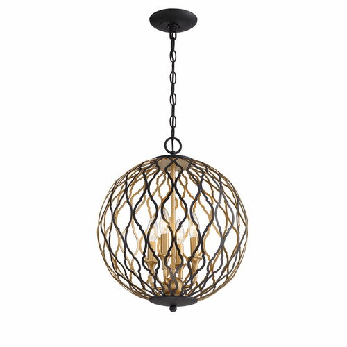 Minka Lavery Gilded Glam 4-LT Pendant - Sand Coal & Plated Honey Gold - 2404-680