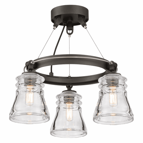 Minka Lavery Graham Avenue 3 Light Semi Flush - Smoked Iron - 2735-709