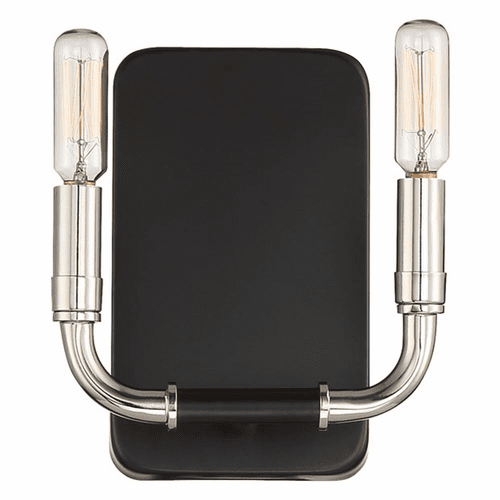Minka Lavery Liege 2-LT Wall Sconce - Matte Black W/Polished Nickel - 4062-572