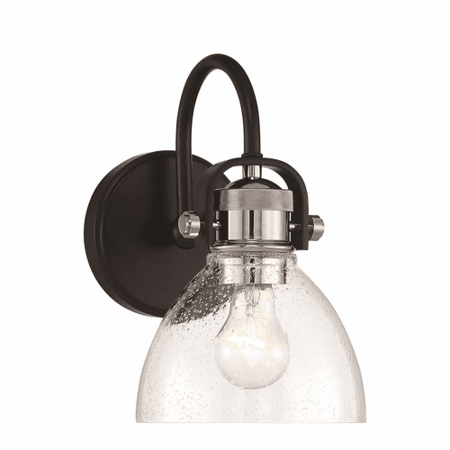 Minka Lavery Monico 1-LT Bath Vanity Light - Coal W/Polished Nickel - 3361-572