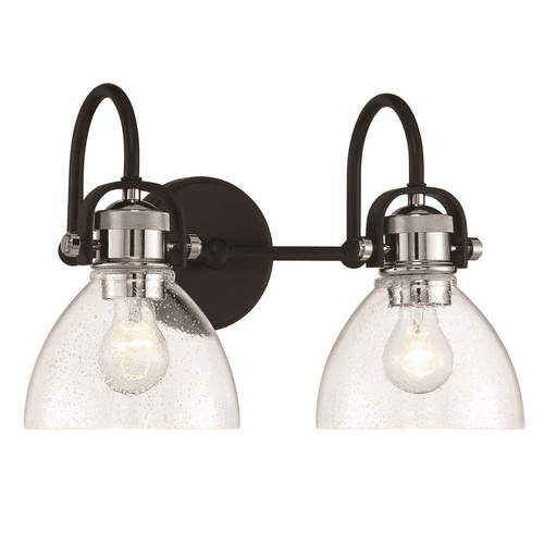 Minka Lavery Monico 2-LT Bath Vanity Light - Coal W/Polished Nickel - 3362-572